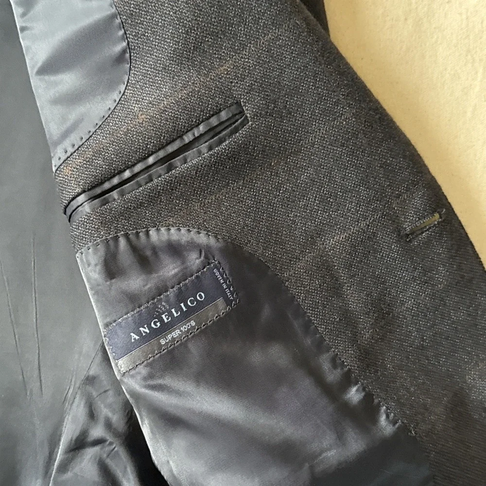 Barneys New York Gray Plaid Super 120s Wool Blazer 38s Fits 42 Made in Italy